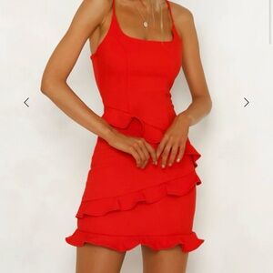 Hello Molly Red Ruffle Bodycon Mini Dress